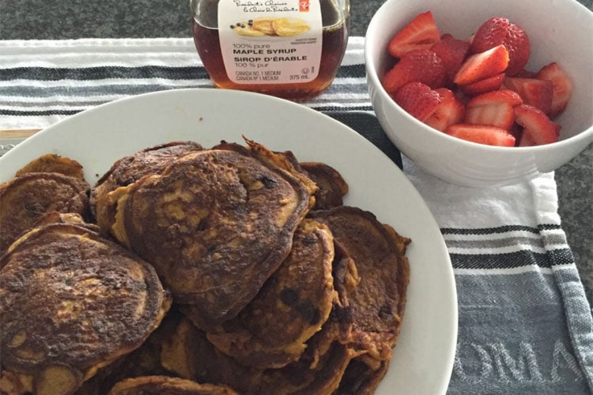 Chocolate Sweet Potato Coconut Pancakes