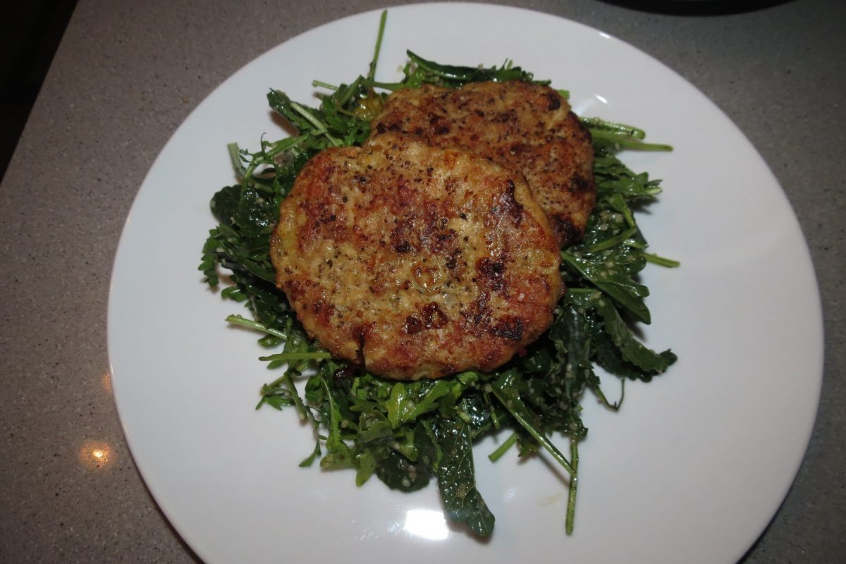 Baked Turkey Burgers on a bed of greens